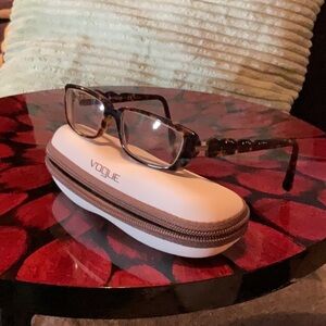 Vogue Rx Glasses Brown Tortoise with scalloped bejeweled arms 50-15-135